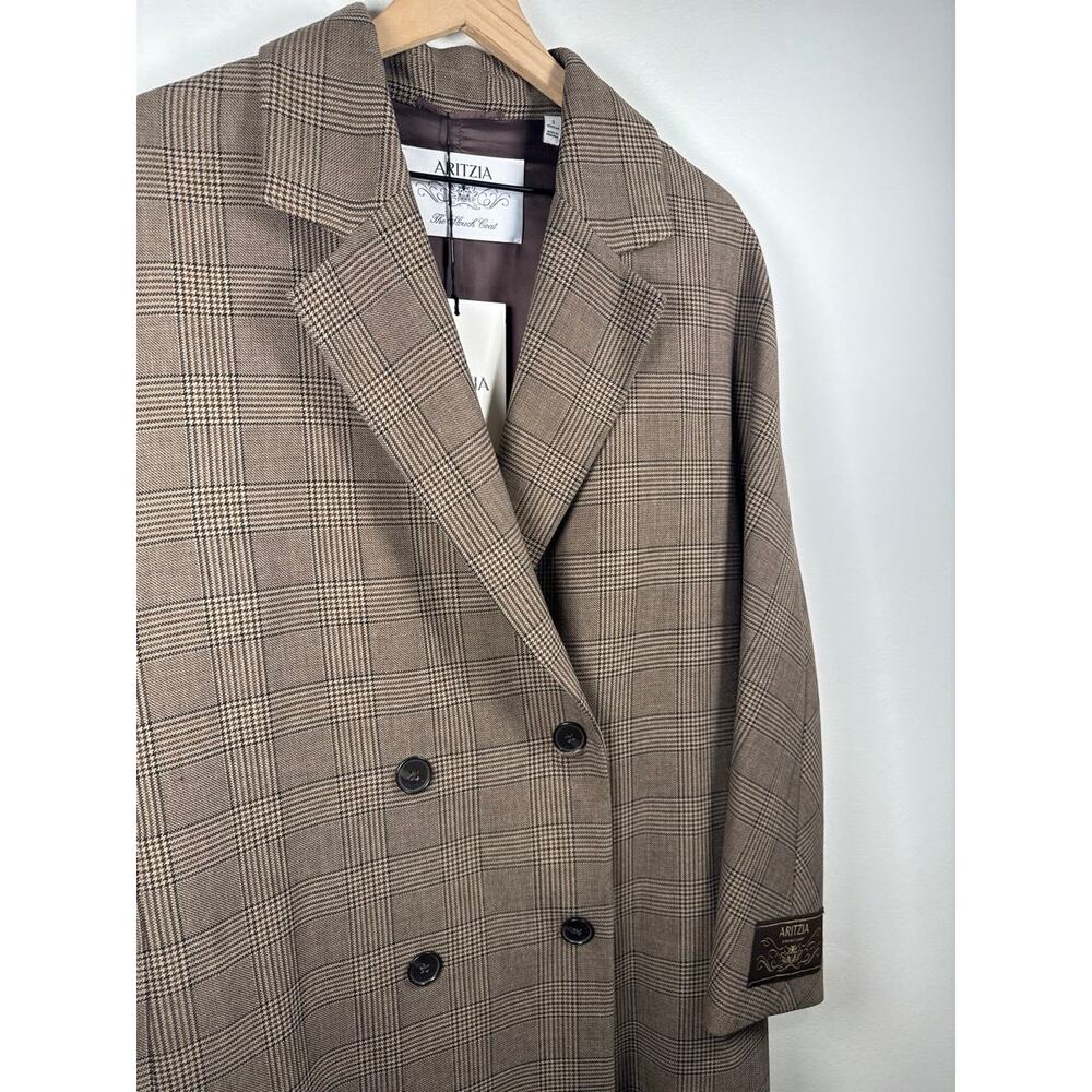 Aritzia The Slouch Brown Plaid Double-Breasted Long Coat- Sm NWT - Picture 6 of 10